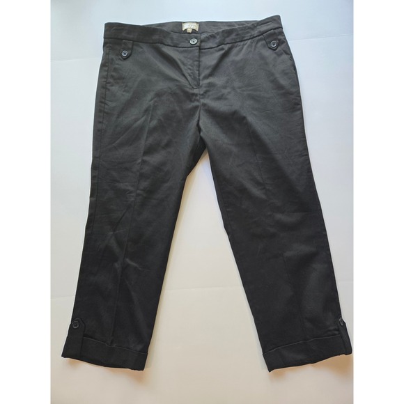 1775 Black Cropped Pants Womens Size 14 Button Detail Career Casual - Picture 6 of 13